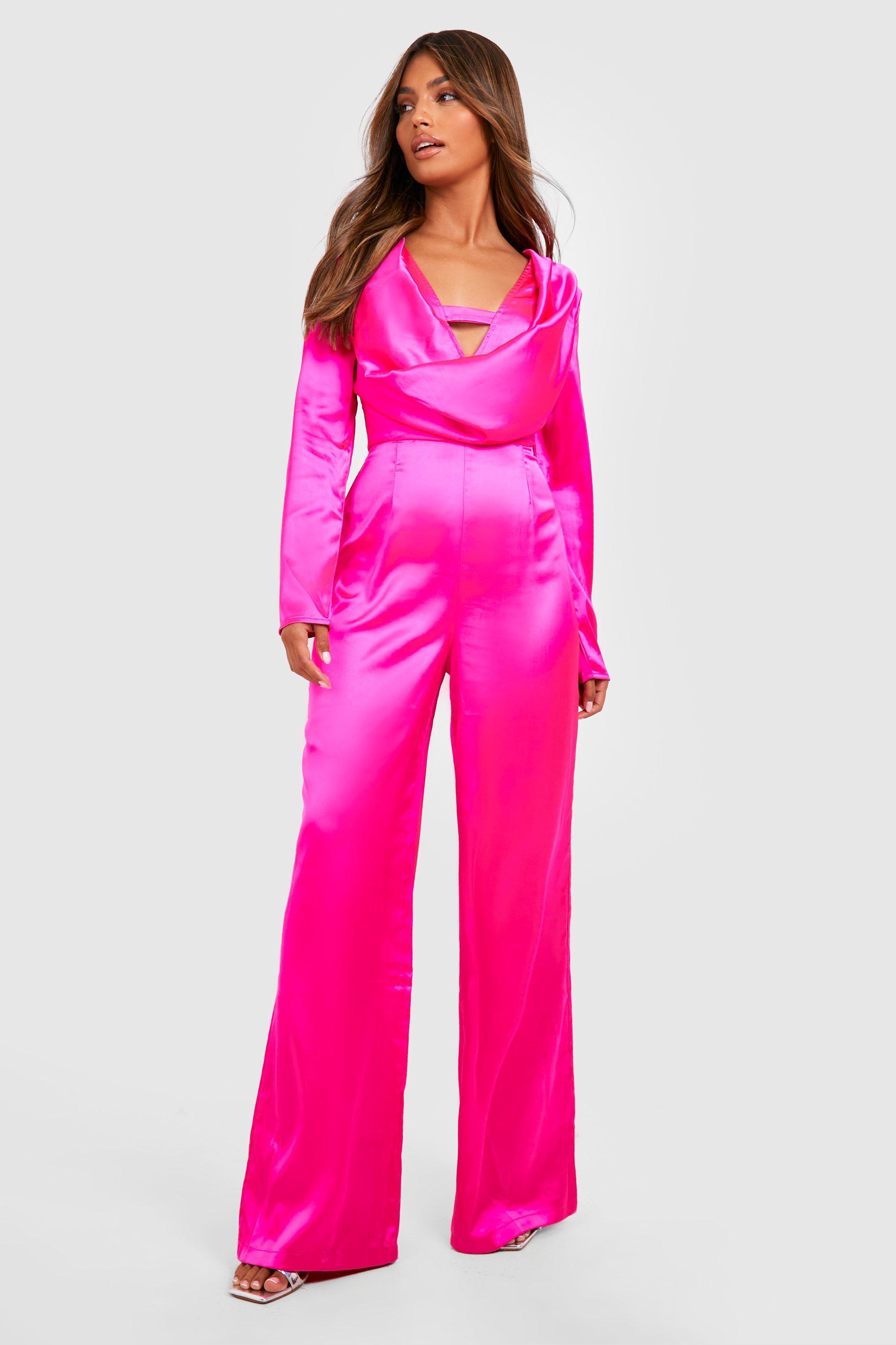 Pink store satin jumpsuit